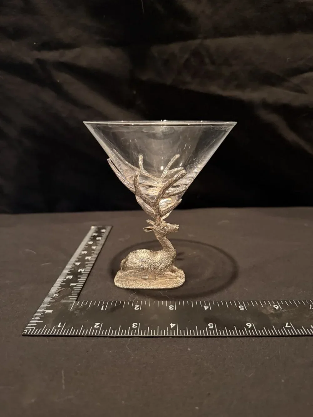 Pottery Barn Stag Martini Glass Retired Pewter Deer Elk Barware HTF Christmas
